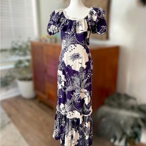 Vintage Handmade Tropical Boho Island Maxi Dress